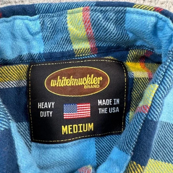 Whiteknuckler Brand Mens Medium Heavy Duty Flannel Western Pearl Snap Shirt USA - Picture 3 of 7